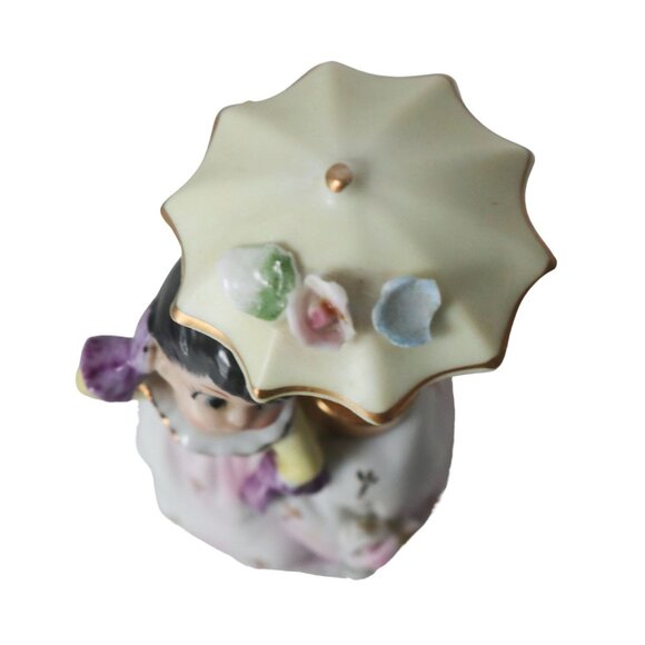 Vintage DeVilbiss Porcelain Lady With Umbrella Perfume Atomizer - Picture 5 of 7